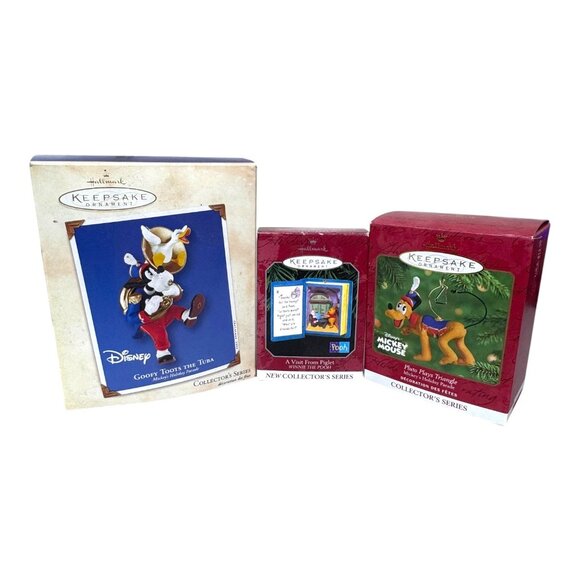 Disney Hallmark Keepsake Ornament Lot Goofy Toots The Tuba Pluto Winnie The Pooh - Picture 7 of 8
